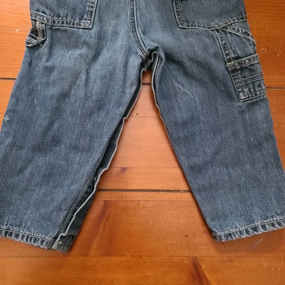 OshKosh B'Gosh Vestbak Denim Carpenter Overalls 24M Blue USA Snap Vintage